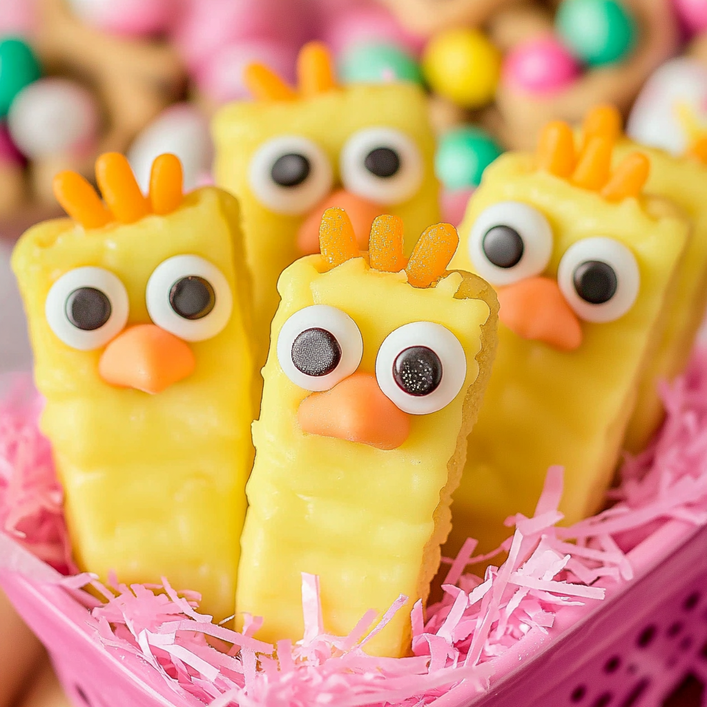 Easter chick dipped wafer cookies
