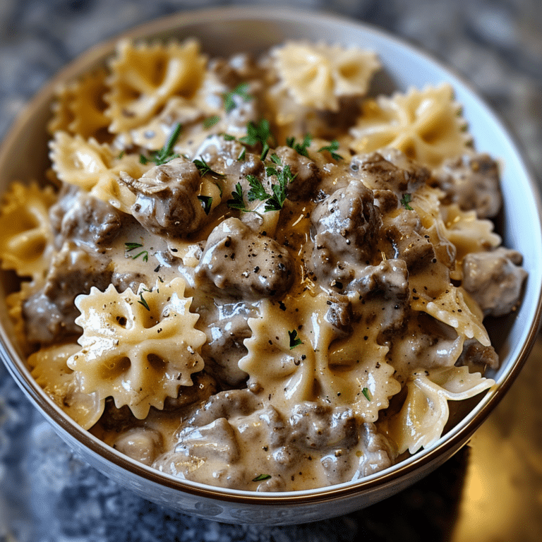 Creamy Beef and Bowtie Pasta