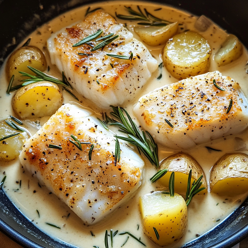 Cod & Potatoes in Rosemary Cream Sauce