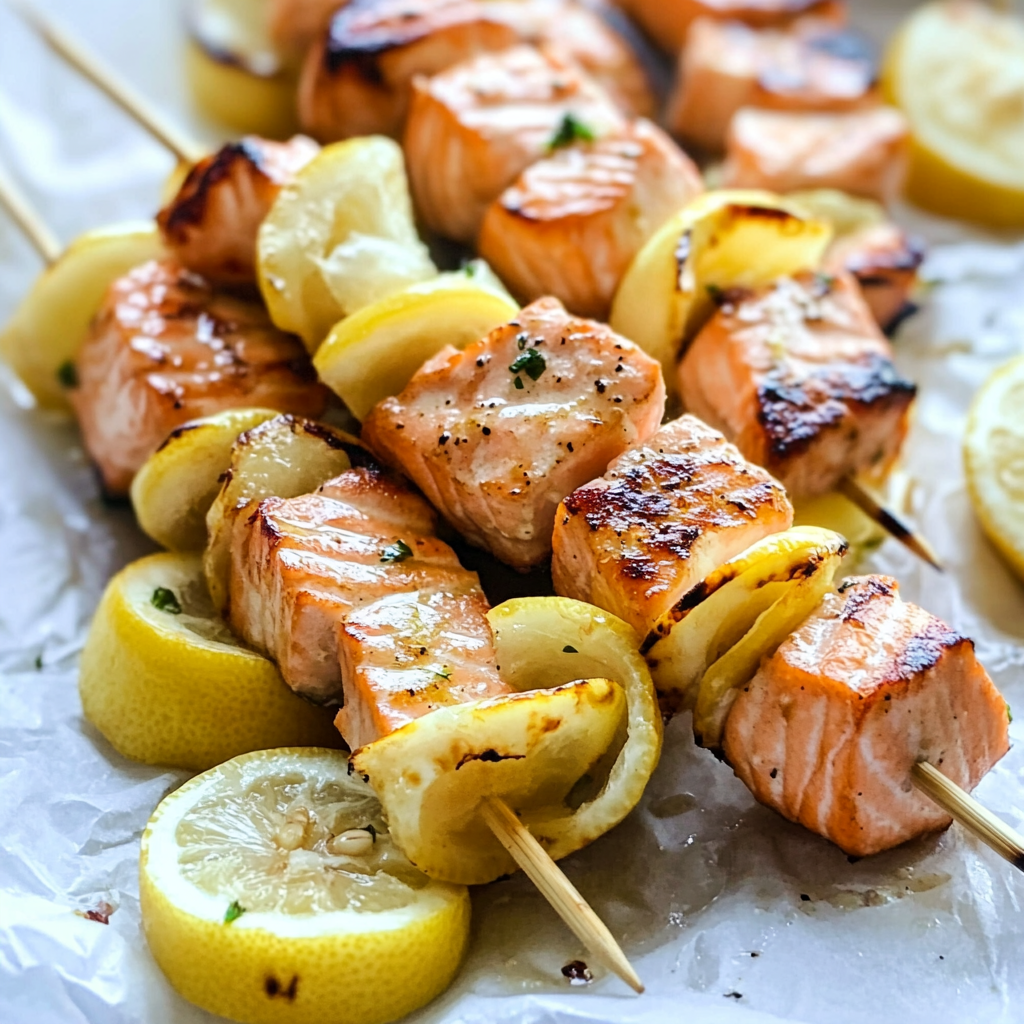 Grilled Lemon and Salmon Skewers