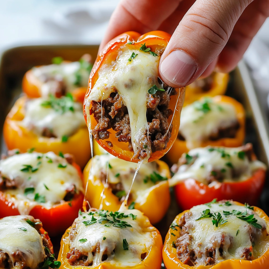 Low-Carb, Keto Cheeseburger Stuffed Peppers