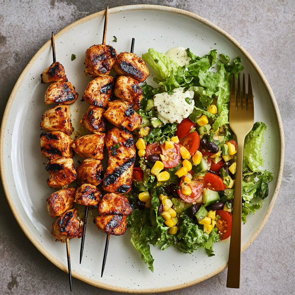 BBQ Chicken Skewer Salad