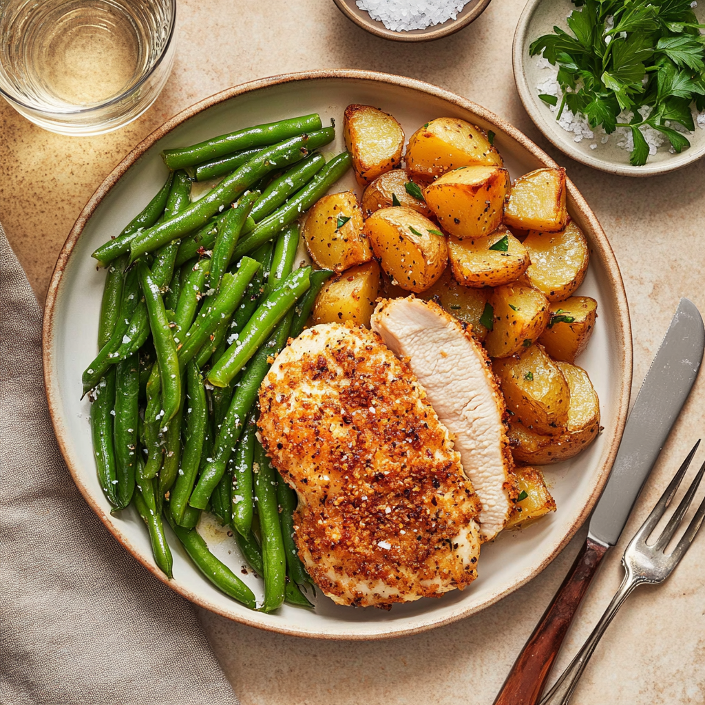 Parmesan Crusted Chicken Sheet Pan Dinner