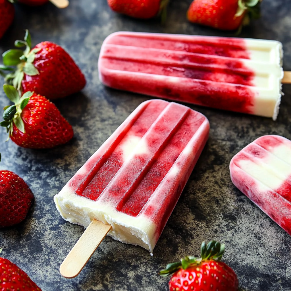 Vegan Strawberries and Cream Popsicles