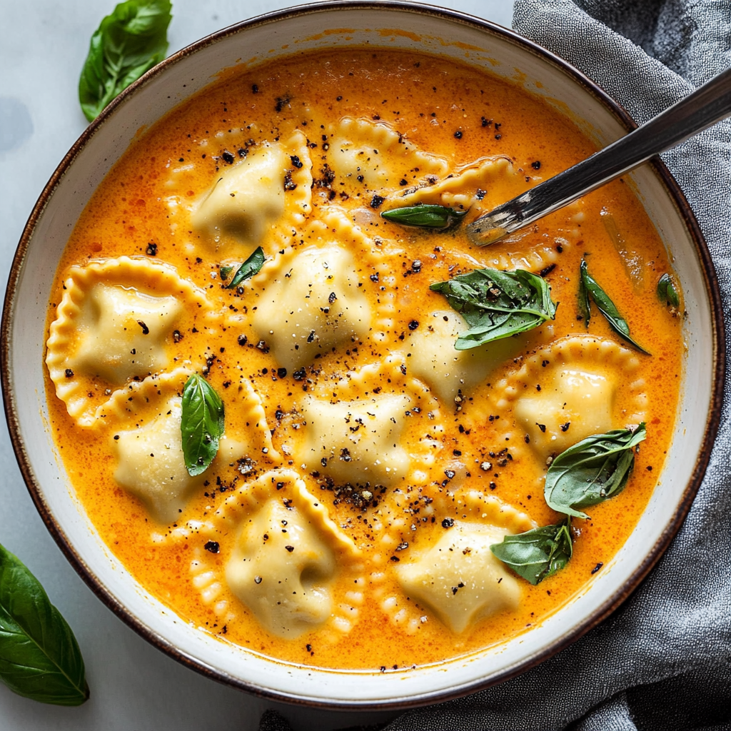 Creamy Tuscan Ravioli Soup