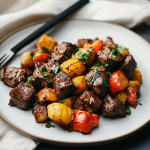 Steak Bites with Sweet Potatoes and Peppers