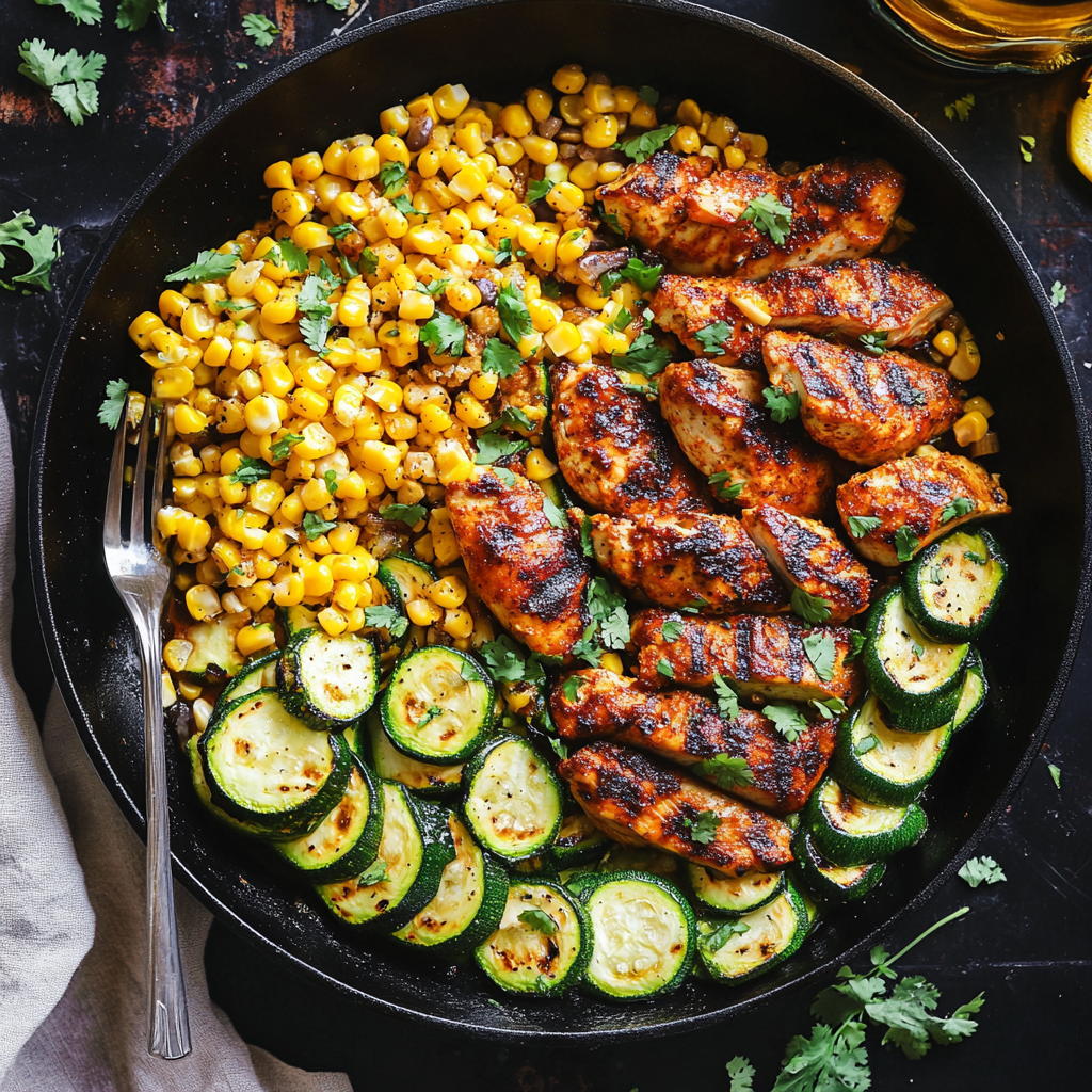 Garlic Butter Chicken with Zucchini and Corn