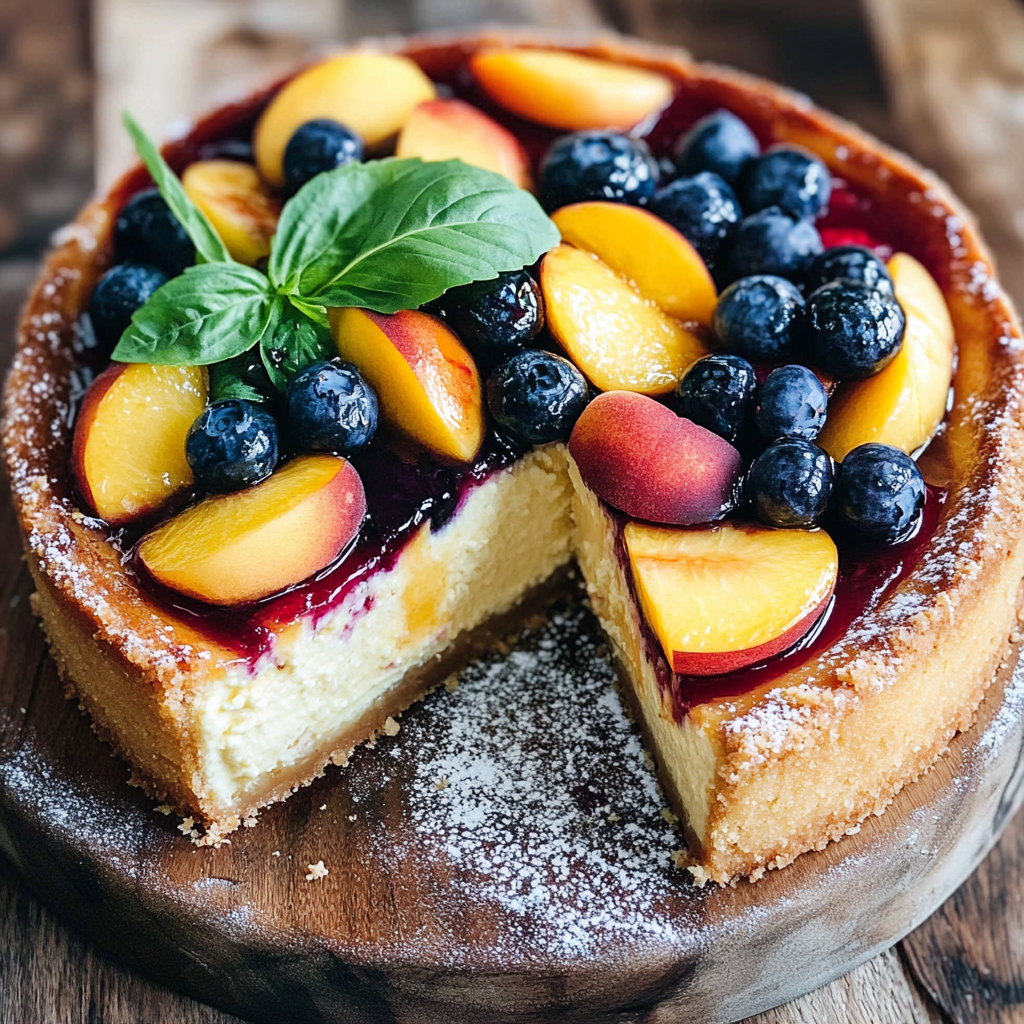 Blueberry Peach Cheesecake