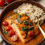 Crispy Salmon with Roasted Red Pepper Sauce