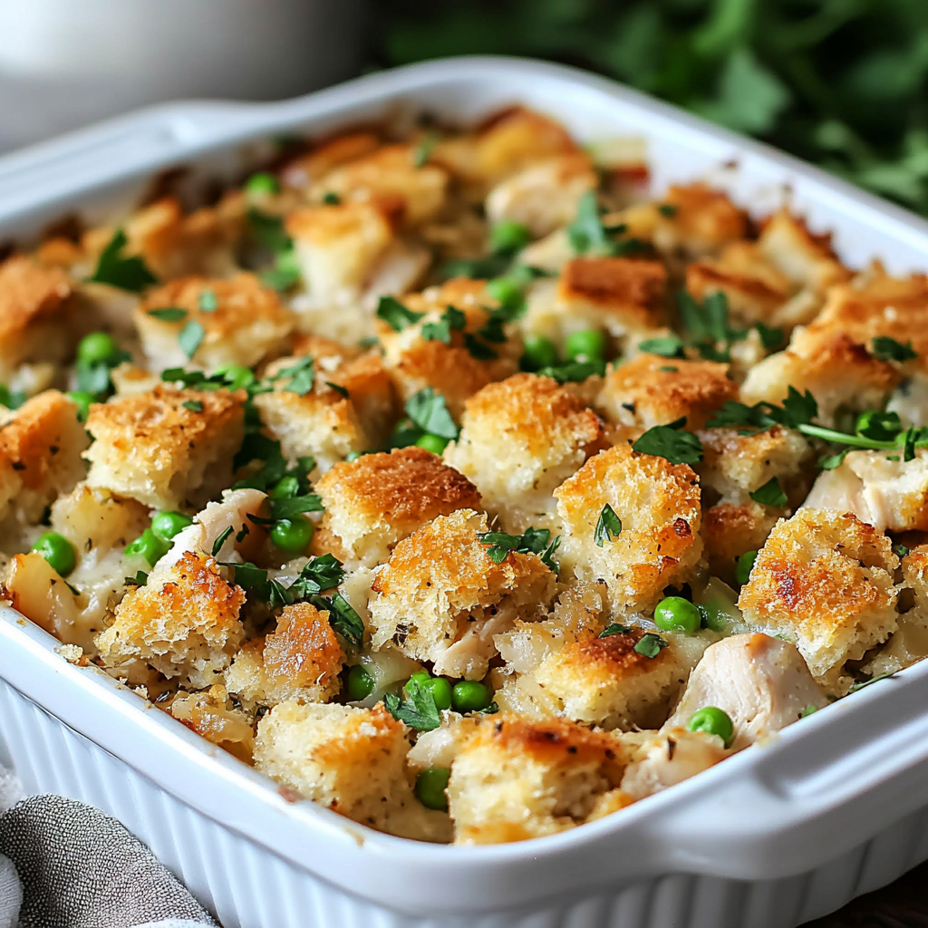 Rotisserie Chicken and Stuffing Casserole