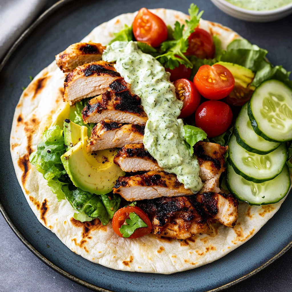 Chicken shawarma with easy flatbread