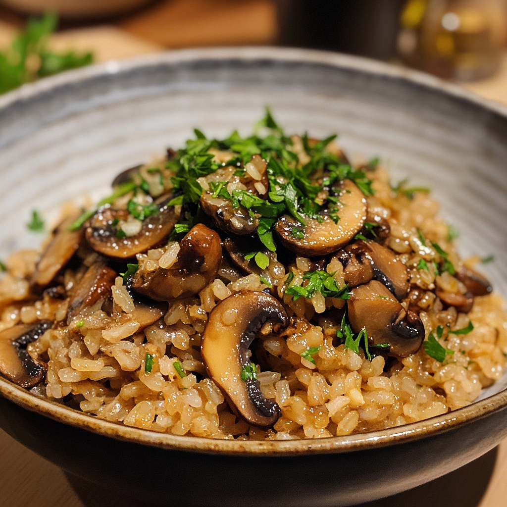 One-Pot Soy Sayce Mushroom Rice