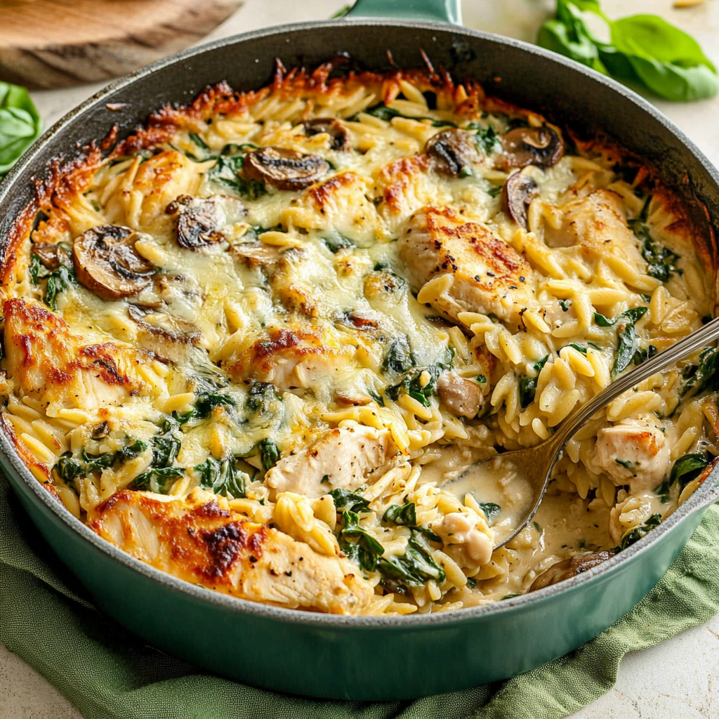 Creamy Ricotta Chicken and Orzo Skillet