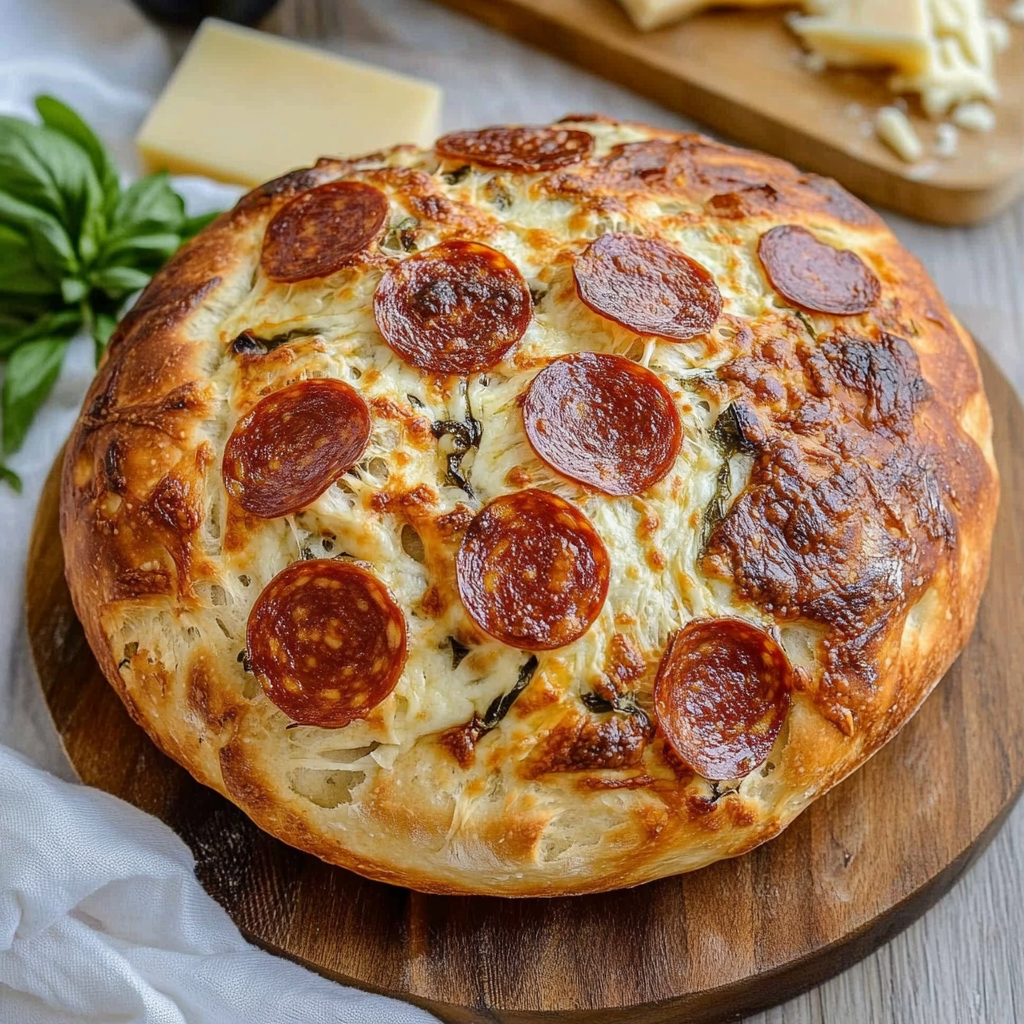 Cheesy Pepperoni Sourdough Pizza Bread