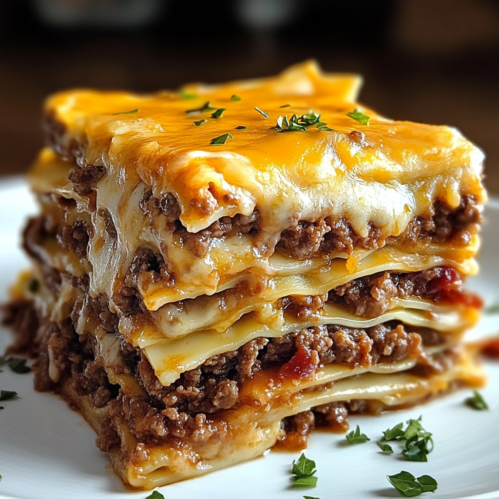 Parmesan Garlic Bacon Cheeseburger Lasagna
