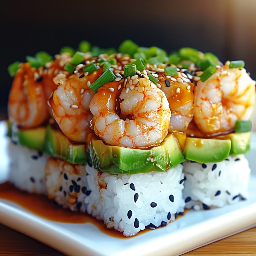 Spicy Shrimp Sushi Stacks