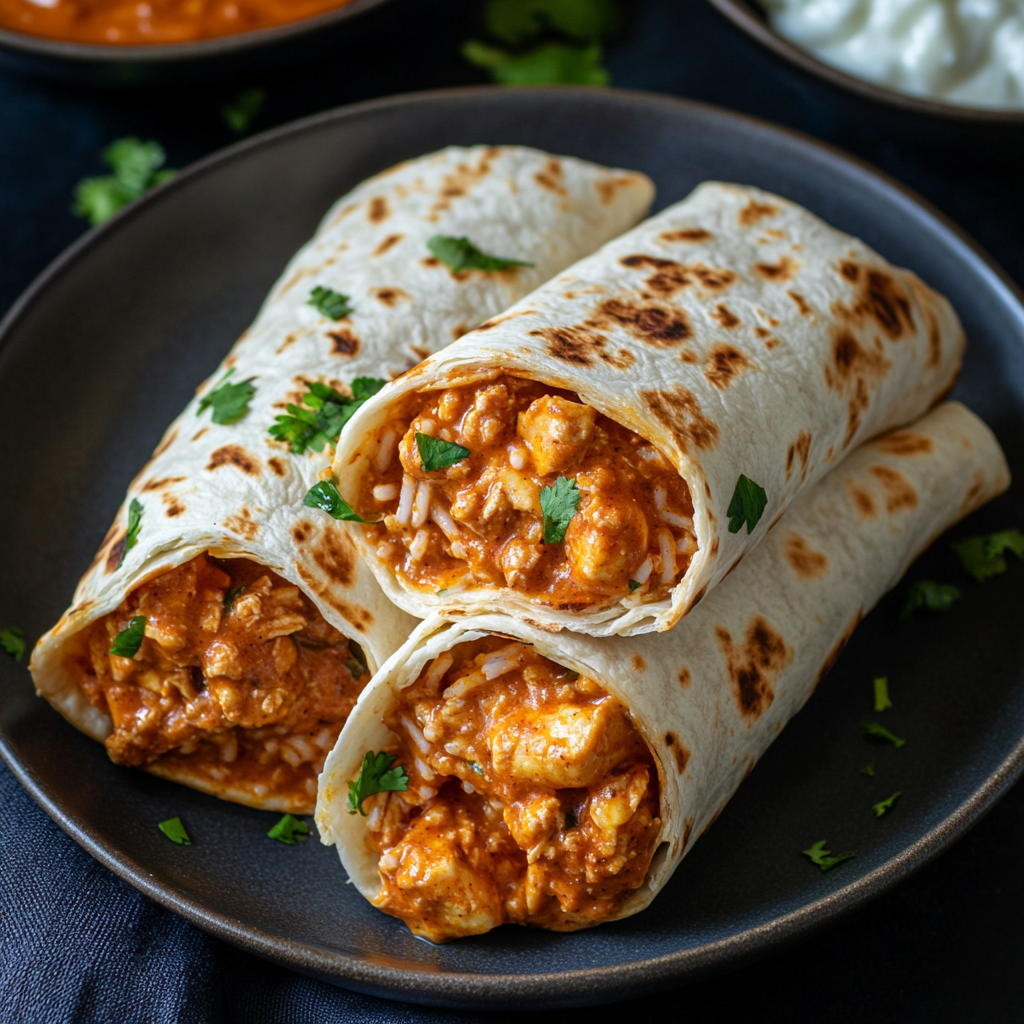 High Protein Butter Chicken Burritos