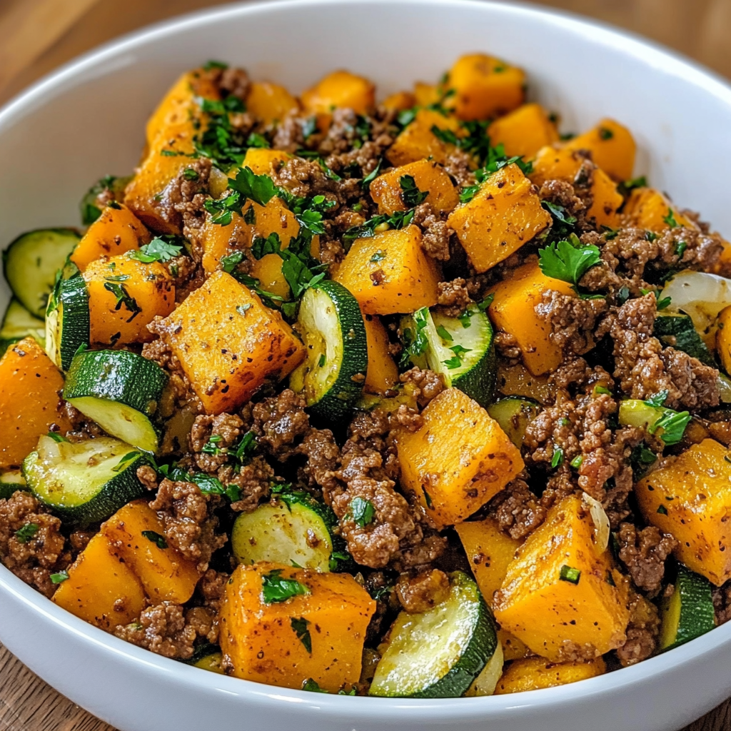 Ultimate Ground Beef Zucchini Sweet Potato Skillet