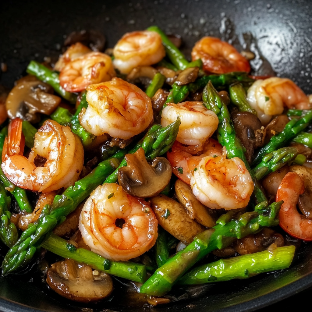 Shrimp and Asparagus Stir-Fry with Mushrooms
