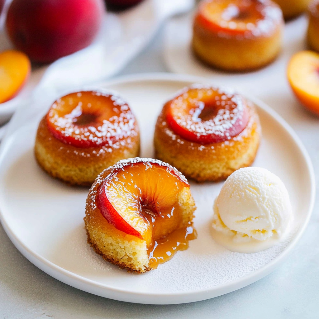 Fresh Mini peach upside down cakes